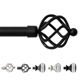 Sharpliving Black Curtain Rod for Living Room 48 to 84 Inch Long, 1 Pack 3/4 Inch Diameter Single Adjustable Bedroom Window Curtain Rod with Brackets, Decorative Curtains Rods with Spiral Finials