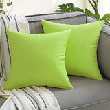 VAKADO Outdoor Waterproof Throw Pillow Covers 18x18 Set of 2, Green Patio Cushion Covers UV Fade Resistant Machine Washable Square Pillow Cases for Outdoor Furniture Couch Garden Bench Porch Decor