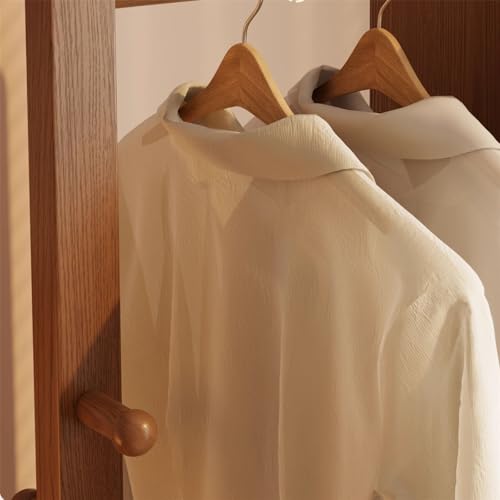 Floor Home Bedroom Rotating Dressing Mirror and Hat Rack Integrated Wooden Full-Length Mirror