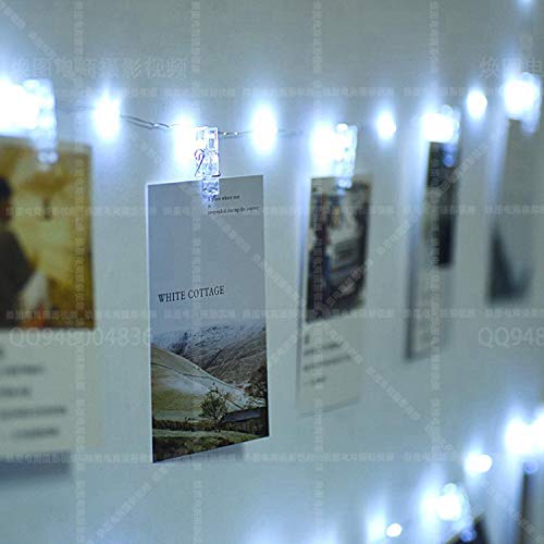 JMTGNSEP 50LED 20 Photo Clips String Fairy Lights Battery Powered Decoration for Living Bedroom Indoor Christmas Party Wedding for Photo Picture Hanging Display, Battery Operated (16ft Warm White)