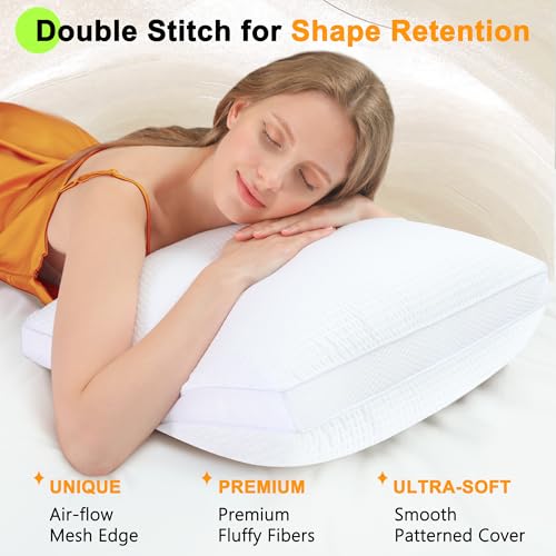 24x24 Pillows Inserts Set of 2, Throw Pillows 24 Inch Premium Down Alternative Pillow Inserts, 24 by 24 Square Premium Cushion with 100% Cotton Cover for Bed, Sofa, Couch