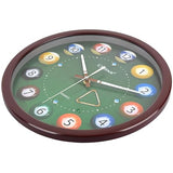 OSTAR Big Large Billiard Pool Ball Wall Clock, Battery Operated, Cue Hand, Non Ticking Quality Quartz, 14" Snooker Game
