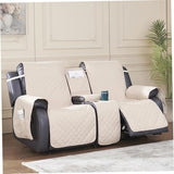 Loveseat Recliner Cover with Console Waterproof Non-Slip Recliner Cover with Elastic Straps Sofa for Double Reclining