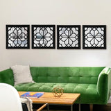 ZEXUIRU 4 Set Rustic Wall Mirrors for Bedroom Bathroom Living Room Entryway Wood Farmhouse Square Easy to Hang Framed Decorative Accent Hanging Wall-Mounted Mirror Set for Living Room - Black
