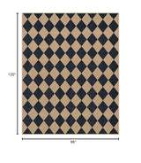 Lahome Checkered Easy Jute Outdoor Patio Rug, 8x10 Living Room Rug Washable