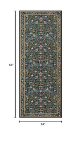 Boho Floral Kitchen Runner Rugs 2x5, Machine Washable Bathroom Rug Runner Non Slip, Soft Low-Pile Flower Botanical Indoor Carpet Runner for Entrance Entryway Bedroom Dorm Foyer, Navy Blue