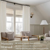 Natural Pinch Pleated Linen Curtains 84 Inch Length 2 Panels for Living Room Bedroom Textured Cream Ivory Birch Semi Sheer Boho Neutral Back Tab Pinch Pleat Hooks Rings Window Curtain 84 Inches Long