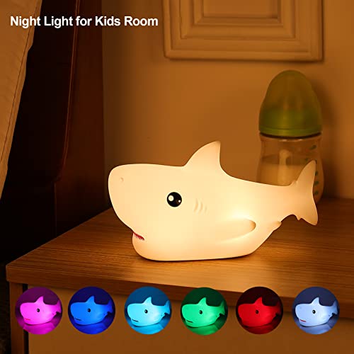 ZKLiLi Shark Night Light,Rechargeable Cute Squishy Lamp for Boys Girls Gifts Night Lights Teens Nursery Touch Room Decor Gifts