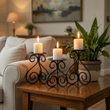 Hosley Illuminate in Style with Our Set of 3 Iron Candle LED Pillar Holders - Large 7 Inches, Medium 6 Inches, Small 5 Inches High for Versatile and Elegant Home Decor