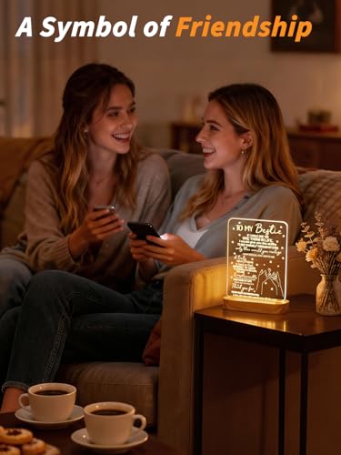 to My Bestie Gifts, Best Friend Gift for Women | Bestie Gift for Women Bestfriend Sister BFF Birthday Christmas Anniversary White Elephant, Soft Warm Color Wooden Table Lamp