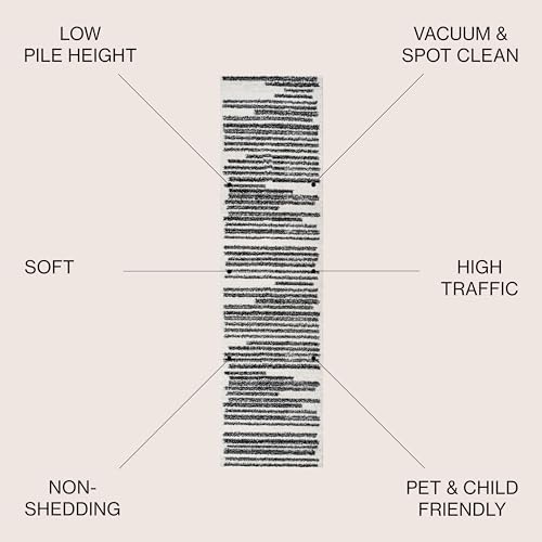 JONATHAN Y Khalil Modern Berber Stripe Cream/Black Runner Rug, 2x14, Contemporary, Bohemian, Easy-Cleaning for Living Room, Bedroom, Kitchen, Pet Friendly, Non-Shedding (MOH207A-214)