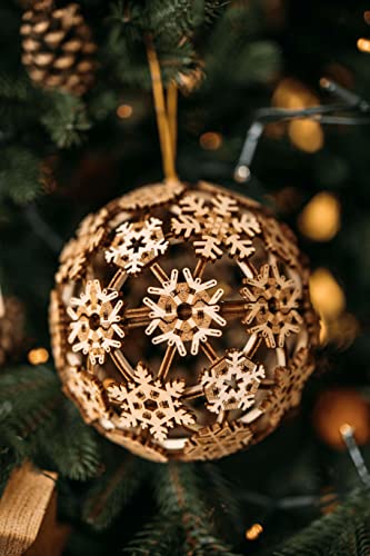 Wood Trick Christmas Ball 3D Wooden Puzzles for Adults to Build - Great Christmas Decor - Store Your Gifts - 5x4.7 in - Wooden Model Kits for Adults