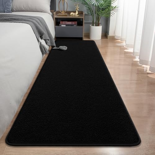 Runner Rug for Hallway, 2x8 Black Washable Non Slip Runner Rug
