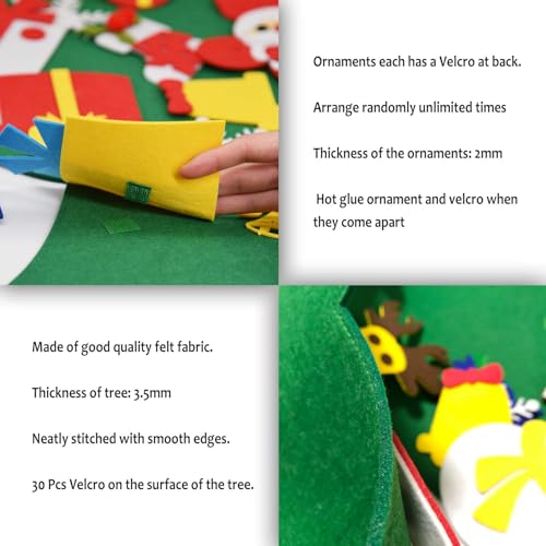 Fayoo DIY Felt Christmas Tree for Toddlers, Montessori Xmas Gift for Kids Wall Hanging Decorations Educational Art with 30pcs Ornaments