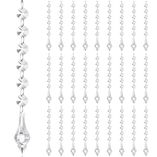 Nuenen 100 Pcs Acrylic Hanging Crystals for Centerpieces Chandelier Clear Crystal Garland Strands Ornament Acrylic Clear Beads Prisms Pendant for Christmas Tree Window Home Decoration(Lantern)
