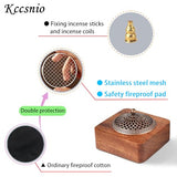 Acacia Wood Incense Burner for Cones & Coils, with Sticks Holder - 3-in-1, Zen Meditation Yoga Home Room Decor
