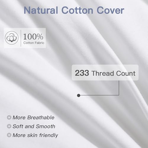 OTOSTAR 18x18 Down Alternative Fill Throw Pillow Insert, Soft Fluffy Synthetic Down Pillow Insert with 100% Cotton Cooling Cover Decorative Throw Pillow for Sofa Couch Bed