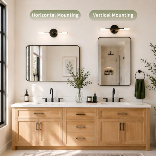 Koonmi Black Bathroom Mirror for Over Sink, 22x30 Inch Wall Mirror for Wall Matte Rectangle Metal Deep Framed, Shatterproof Tempered Glass Mirrors for Bathroom, Hang Vertically or Horizontally
