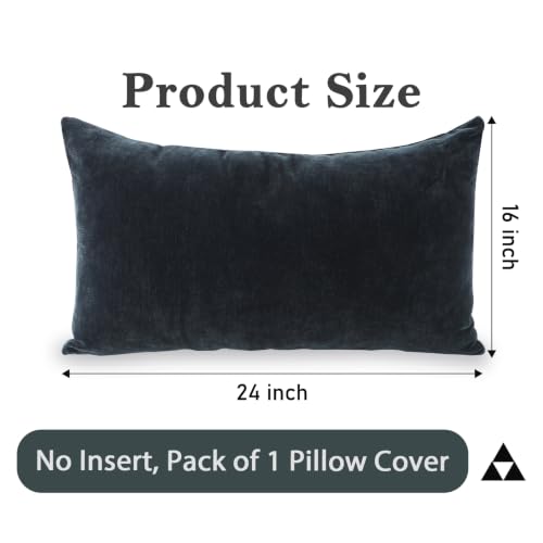 Chenille Lumbar Pillow Covers 16x24 inch Dark Blue