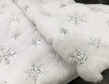 CHICHIC 48 Inch Large Christmas Tree Skirt White Tree Skirt Xmas Faux Fur Tree Skirts Christmas Decorations for Holiday Tree Ornaments Christmas Party Home Decorations with Sequin Silver Snowflakes