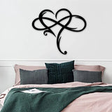 Infinity Heart Wall Decor, Unique Infinity Heart Metal Art Wall Decor Love Sign Steel Wall Plaques Bedroom Ornaments for Home Wedding Decor, Room Living Room Decoration (Black, 15.7x14inch)