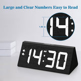 Wooden Digital Alarm Clock with Dual USB Charging Ports, DST, Dimmable, Snooze, Modern Large Time Display LED Clock for Kids Bedrooms, Living Room, Desk, Table, Bedside, Nightstand (Black)