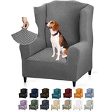 YEMYHOM 1 Piece Stretch Wingback Chair Slipcover Latest Jacquard Design Wing Chair Cover Non Slip Furniture Protector with Foam Rods for Living Room (Wing Chair, Light Gray)
