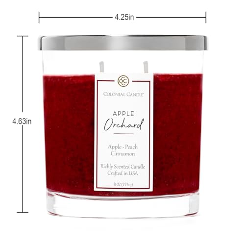 Colonial Candle Apple Orchard Scented Candle Jar, Highly Fragranced Candles for Home Scented, Mottled Wax Candle, 2 Wick, 8 oz - Made in the USA