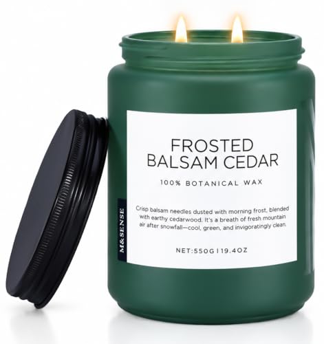 M&SENSE Frosted Balsam Cedar Classic Christmas Tree Scented Candle 19.4oz