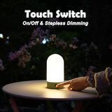 Battery Operated Shower Lamp Waterproof, Small Portable Cordless Table Lamp Rechargeable, Touch Dimmable Mood Light for Home/Patio/Dining/Outdoor (Black)