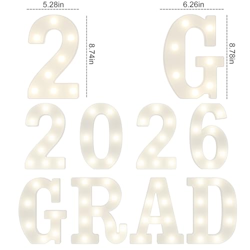 Graduation Decorations 2026 Deals-8 LED Long Marquee Light Up Letters 'Grad 2026' - Graduation Party Decor for Kindergarten Preschool High School College Graduation