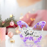 Purple Office Supplies Butterfly Acrylic Desk Decor for Women, Inspirational Christian Gifts with Bible Verse, Purple Desk Accessories, Religious Butterfly Home Decoration Birthday Gift