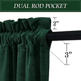 RYB HOME Green Velvet Blackout Curtains for Bedroom, Thermal Insulating Privacy Sunlight UV Heat Blocking Rod Pocket Soft Drapes for Living Room Dining Room, 52" W x 84" L, 2 Panels