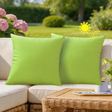VAKADO Outdoor Waterproof Throw Pillow Covers 18x18 Set of 2, Green Patio Cushion Covers UV Fade Resistant Machine Washable Square Pillow Cases for Outdoor Furniture Couch Garden Bench Porch Decor