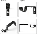 Eau 10 Pieces of Adjustable Black Curtain Rod Brackets, Heavy Duty Single Curtain Rod Holders for Maximum 1 Inch Rod, Wall-Mounted