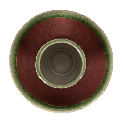 Creative Co-Op Stoneware Match Holder with Striker Plate, Reactive Glaze, Green (Each One Will Vary)