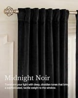 NICETOWN Black Velvet Curtains 84 inch Long 2 Panels, Rod Pocket & Back Tab Heavyweight Luxury Blackout Window Treatments Sliding Glass Door Winter Drapes for Bedroom, W52 x L84