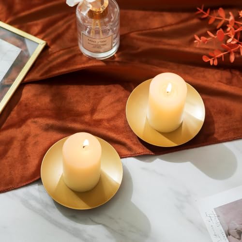 Iron Pillar Candle Holder: 4.25" Gold Candle Tray and Plate