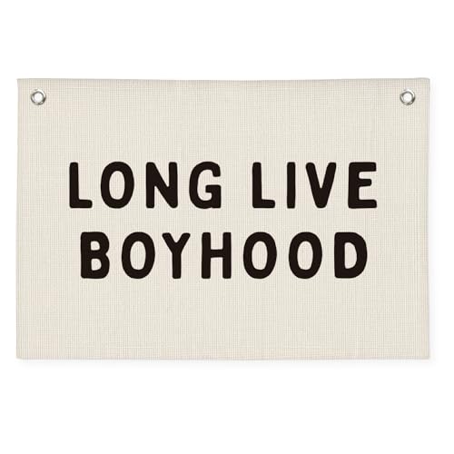 Long Live Boyhood Banner, Boy Nursery Decor, Linen Banner Wall Hanging Flag Decor for Nursery Playroom Toddler Boys Kids Room