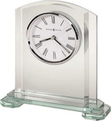 Howard Miller Algona Tabletop Clock II, Analog Display Polished Silver Bezel Transparent Table Clock | Modern Arched Glass Alarm Clock Quartz Movement for Home Decor, Living Room & Office