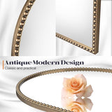 Beaded Mirror Gold Arched, 24"x36" Champagne Bronze Mirror for Bathroom, Antique Brass Beaded Mirrors with Metal Frame- Arch Vanity Wall Mirrors for Bedroom,Fireplace,Over Sink,Entryway