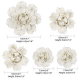 LIUCOGXI 5 Pcs Ceramic Flower Wall Decor Handcrafted 3D Hanging Porcelain Flowers Wall Art Ceramic Peony White Sculpture for Girls Room Hallway Farmhouse Home Decor