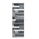 Indoor Washable Runner Rug with Rubber Backing, Modern Geometric Patchwork