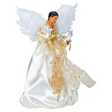 Kurt S. Adler, Inc. UL2219 Kurt Adler 10-Light 12" Ivory & Gold Black Angel Treetop