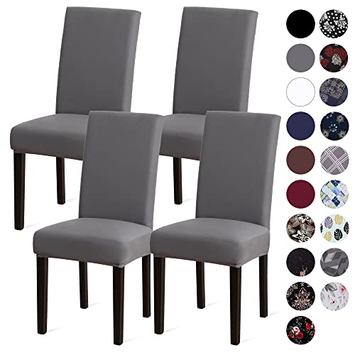 Sufdari Dining Chair Covers,Kitchen Cover,Parsons Slipcover,Spandex Protectors for Room Stretch Chairs Cover Set of 4 -Gray