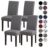 Sufdari Dining Chair Covers,Kitchen Cover,Parsons Slipcover,Spandex Protectors for Room Stretch Chairs Cover Set of 4 -Gray