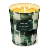 Home Lights 3-Wick Candles for Home Scented - 34oz Soy Wax Candle Long-Lasting Fragrance, Scandinavian Minimalist Design Home Decor and Housewarming Gifts, Sage & Moss