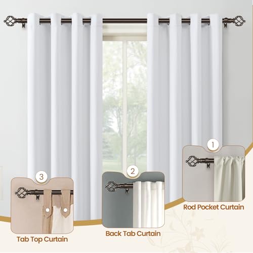 KAMANINA Bronze Curtain Rod 32 to 58 Inch(2.6-4.8ft), Adjustable Curtain Rods for Windows 28 to 48 Inch, 3/4 Inch Splicing Drapery Rods with Twisted Cage Finial (Pack of 2)