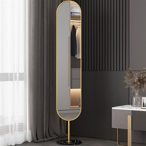 Decorative Floor-to-Ceiling Mirror for Home Bedroom Narrow-Edge Three-Dimensional Dressing Modern Simple Full-Length with Storage for Living Room(Gold)