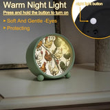 4.3" Analog Alarm Clock Silent Non Ticking, Small Clock with Night Light Battery Operated, Gentle Wake, Easy Set and Read (Chicken Rooster Hen Breeds Farm Animals Collection)